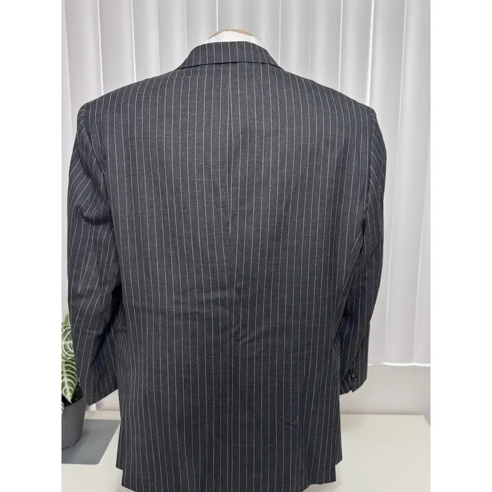 Alfred Dunhill Mens Gray Rainbow Striped 2 Piece Suit 46S Pants 38/25